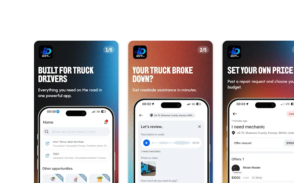 IzzyDrive — Truck Driver & Mechanic ilovasi (AQSh)
